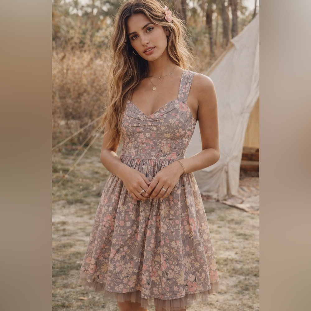 Free People Sunkissed Summer Floral Tulle Dress